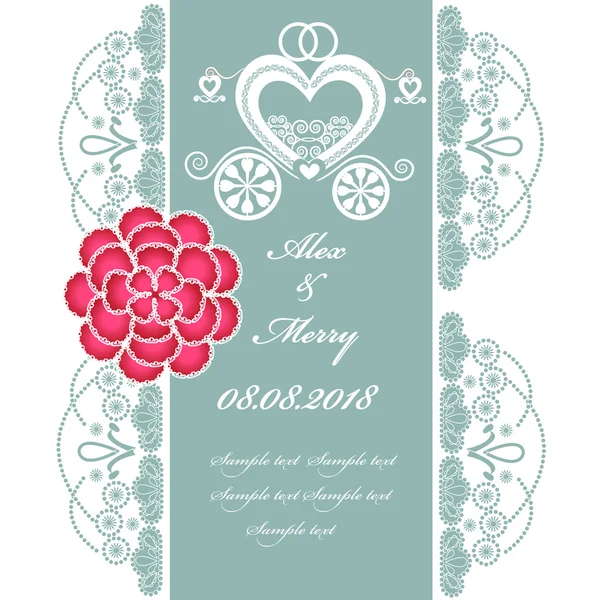 Carte d'invitation de mariage avec chariot — Image vectorielle