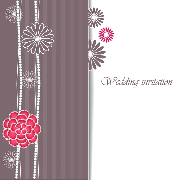 Wedding invitation card with floral elements. — Stock Vector