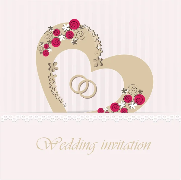Bröllop inbjudan kort med blommiga inslag. — Stock vektor