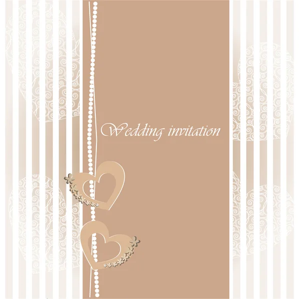 Carte d'invitation de mariage avec coeurs décoratifs — Image vectorielle