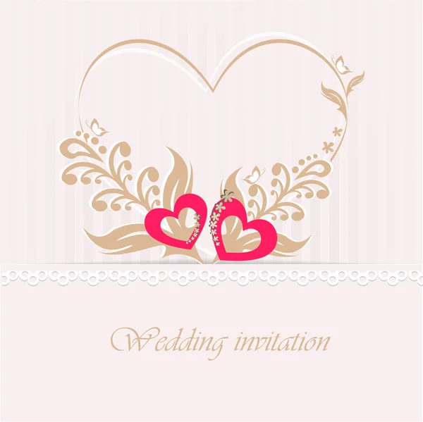 düğün davetiye kartı ile dekoratif Kalpler.