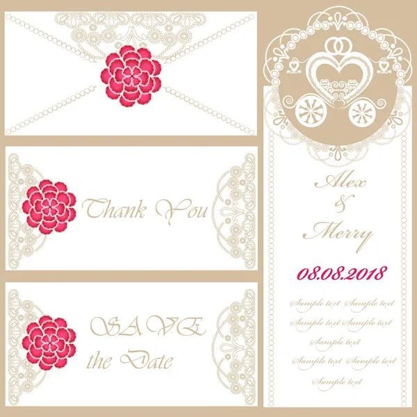 Set of wedding invitations and announcements — Stock Vector