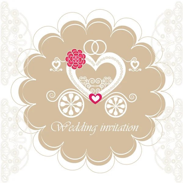 Carte d'invitation de mariage avec chariot — Image vectorielle