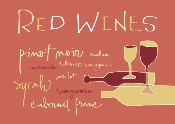 Czerwone wina z odmian — Wektor stockowy