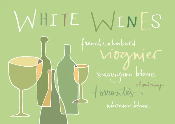 Variétés de vins blancs — Image vectorielle