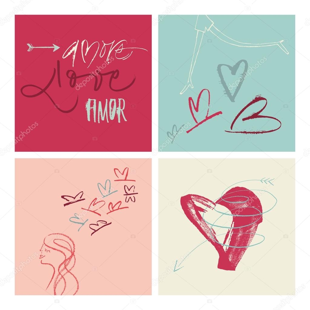 Hand-written Amore Love Amor illustration. EPS vector file. Hi res JPEG included.