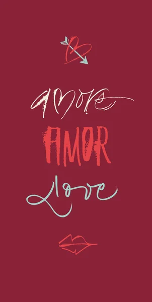 Escrito a mano Amore Love Amor. Archivo vectorial EPS. Hola res JPEG incluido . — Vector de stock