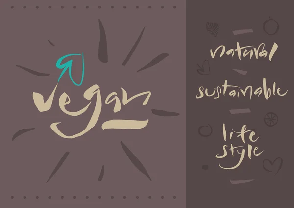 Vegetariano - Vegano - Calligrafia — Vettoriale Stock