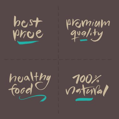 el yazılı vektör gıda etiketleri - fiyat primi sağlıklı doğal
