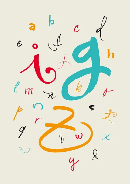 Calligraphic hand written lowercase alphabet — Stock Vector