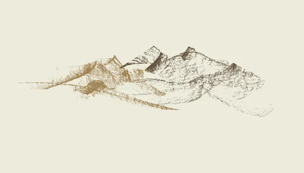 Illustration vectorielle de montagnes dessinées à la main en graphite Vecteur En Vente