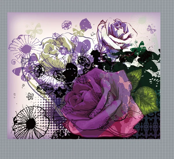 Vector. Flores. Hermoso fondo con un ornamento de flores . — Vector de stock