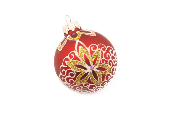 Bola roja de Navidad con diseños coloridos —  Fotos de Stock