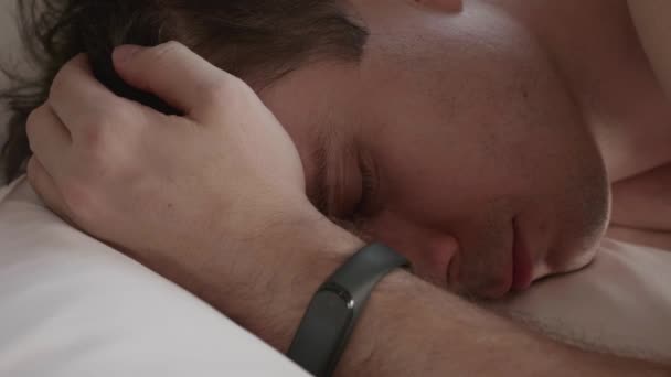 Close Up Shot of Sleepy Caucasian Man, Exhausting and Overloaded Day — Stock Video