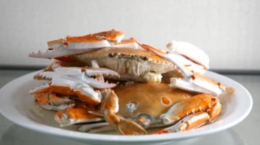 Sıcak, lezzetli gurme, mavi yüzen yengeç.