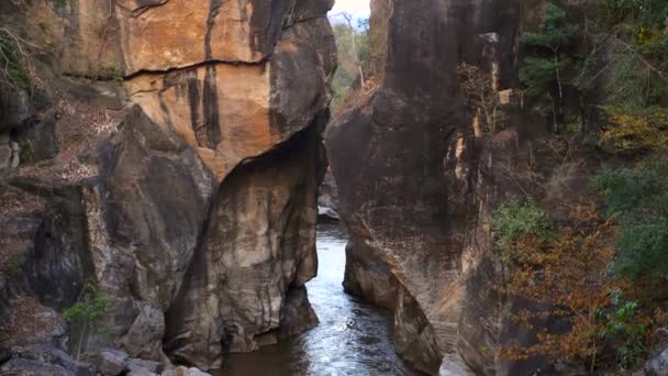 Ulusal Park Arasında Nehir Bulunan Dev Kayalık Kanyon Manzarası Kuzey — Stok video
