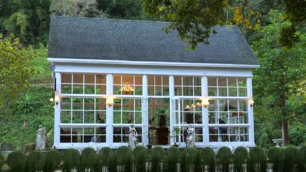 Blick Von Außen Auf Coffee Shop Vintage Gemütliches Haus Unter — Stockvideo