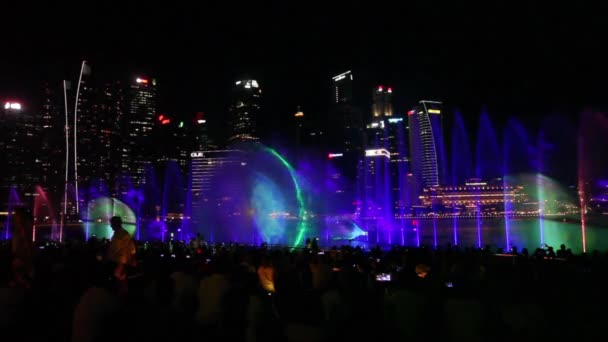 Water Laser Light Show Fountains Singapore Beautiful Evening Show Visiting — 비디오