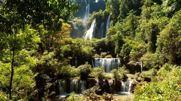 Maior Cachoeira Thi Waterfall Thee Lor Sue Tailândia Província Tak — Fotografia de Stock