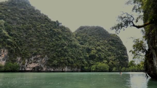 Залив Фанг Нга Приключения Поездка Тропический Остров Пхукета Таиланд Туристический — стоковое видео