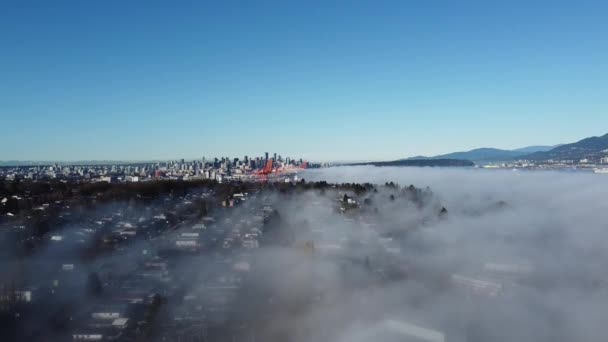 Een Mistige Ochtend Stad Vancouver Canada — Stockvideo