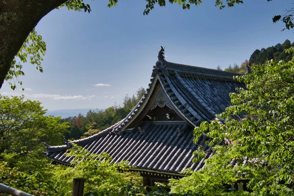 Een Dak Top Van Yoshimine Dera Tempel Bomen Kyoto Japan — Stockfoto