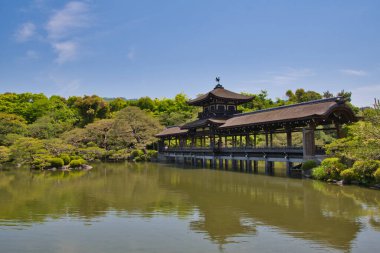 The covered bridge of Shinen inside the Heian-Jingu shrine.  Kyoto Japan