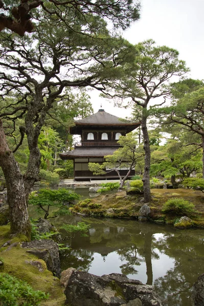Uma Vista Pavilhão Prata Dentro Templo Ginkaku Quioto Japão — Fotografia de Stock