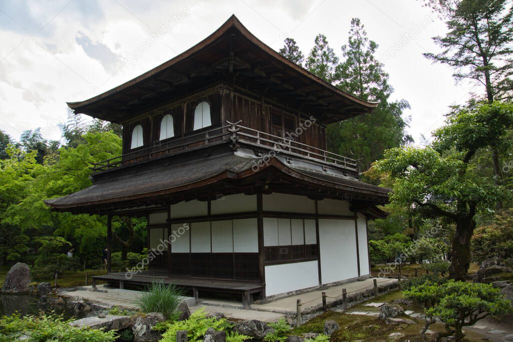 A view of the Silver Pavilion inside Ginkaku-Ji Temple.  Kyoto Japan