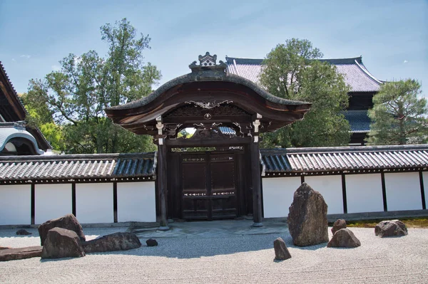 Jardín Zen Puerta Principal Dentro Del Templo Tofuku Kioto Japón — Foto de Stock