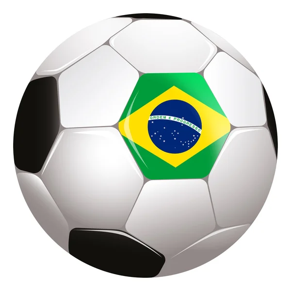 Futebol com bandeira brasileira — Fotografia de Stock