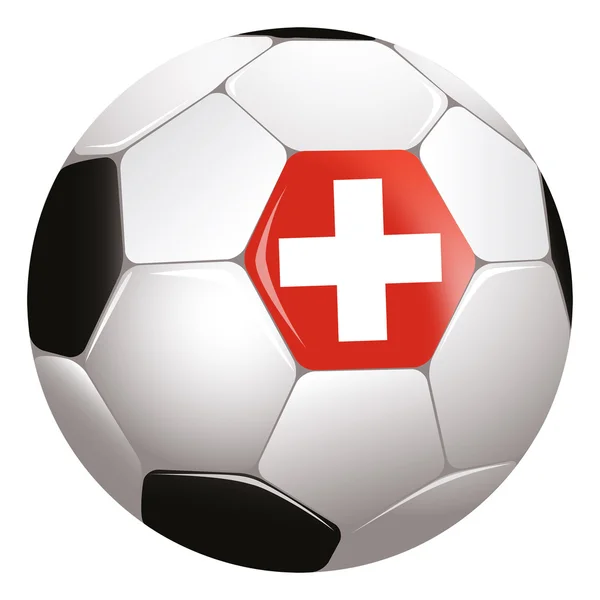 Soccerball med schweizisk flagga — Stockfoto