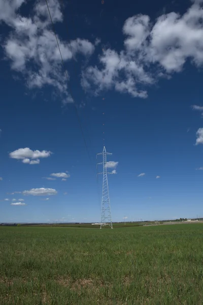 Pilão de eletricidade no campo — Fotografia de Stock