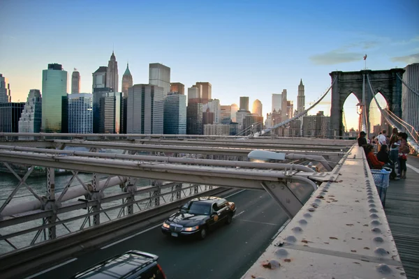 Skyline von der Brooklyn Bridge — Stockfoto