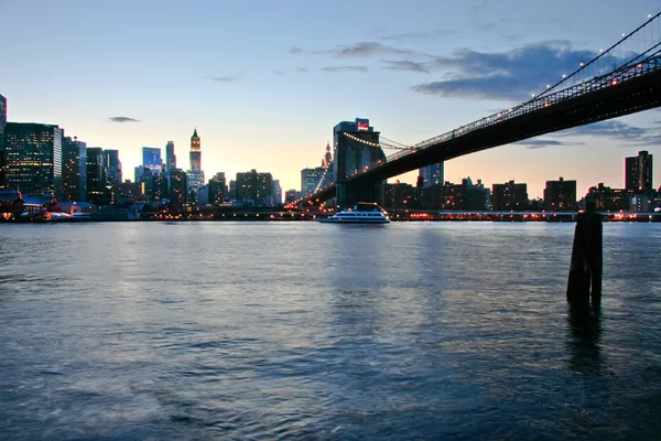 Ponte di Brooklyn tramonto — Foto Stock