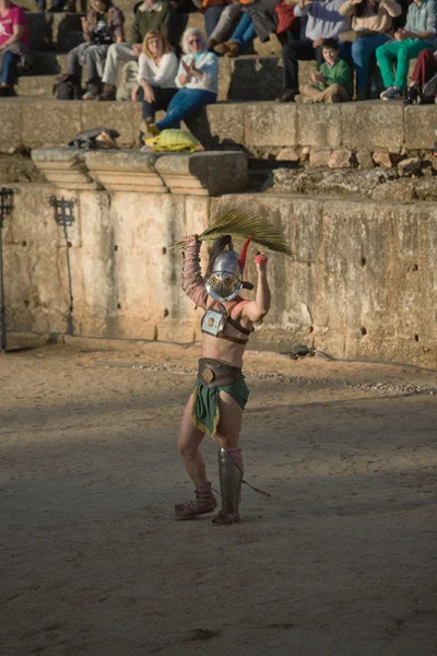 Samnita gladiator met overwinning palm — Stockfoto
