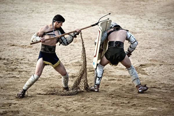 Ataque do gladiador Retiarius — Fotografia de Stock
