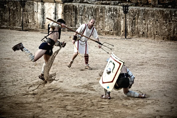 Retiarius gladiator jump — Stock Photo, Image