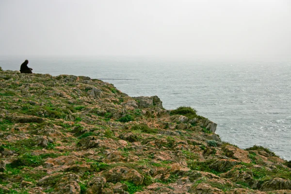 Rod pescatore a Sagres capo — Foto Stock