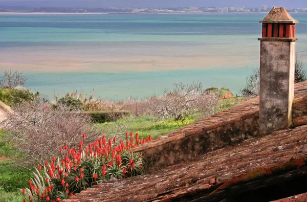 Vieille cheminée sur un paysage coloré — Photo