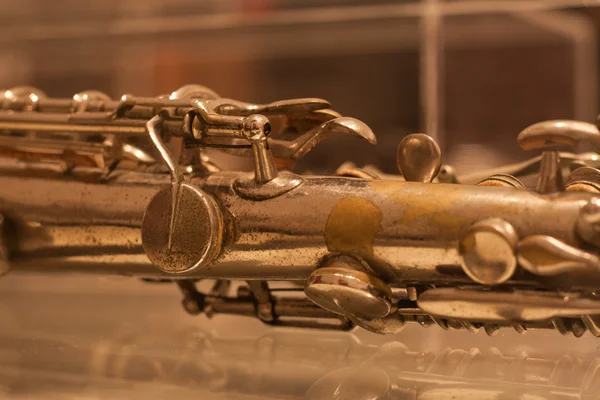 Vintage Brass Flute closeup — Stock Photo, Image