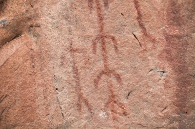 San Blas kaya barınağındaki tarih öncesi resimler, Sierra de San Pedro. Alburquerque, Badajoz, Extremadura, İspanya