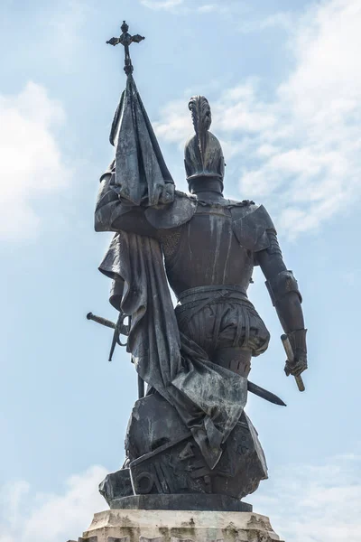 Medellín España Abril 2021 Monumento Hernán Cortes Imperio Azteca Conquistador —  Fotos de Stock