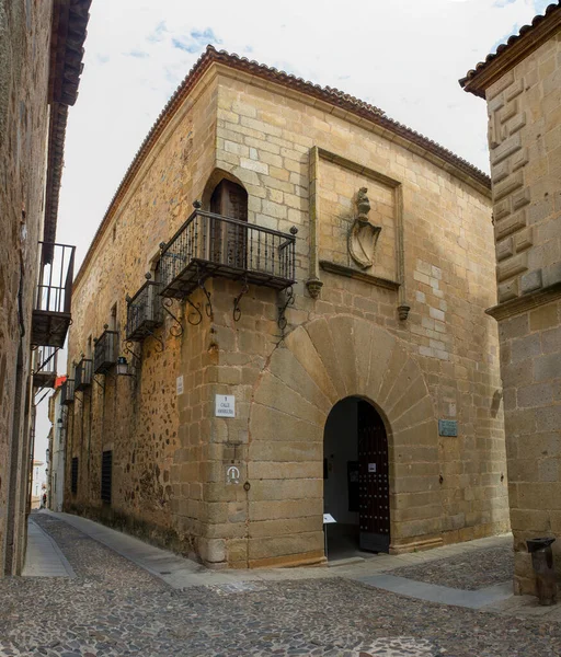 Pałac Carvajal Jeden Najbardziej Charakterystycznych Budynków Monumentalnego Kompleksu Caceres Estremadura — Zdjęcie stockowe