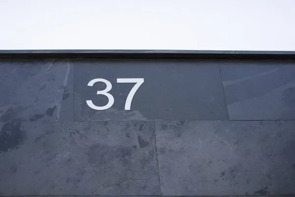 House Number Silver Black Blueish Slate Houses Personality Concept — Stock Photo, Image