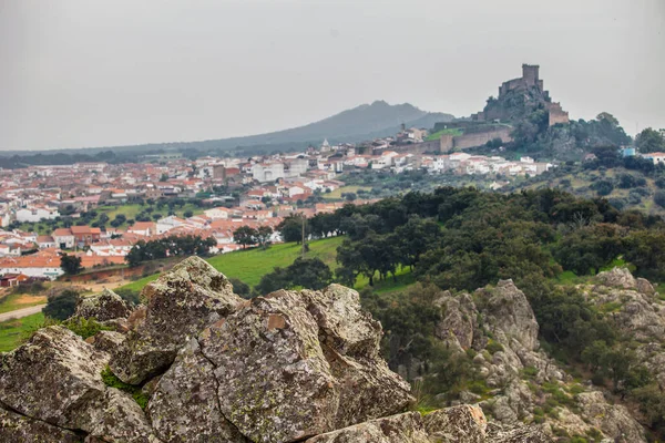 Luna Castle Zimní Sezóně Pohled San Blas Craig Alburquerque Extremadura — Stock fotografie