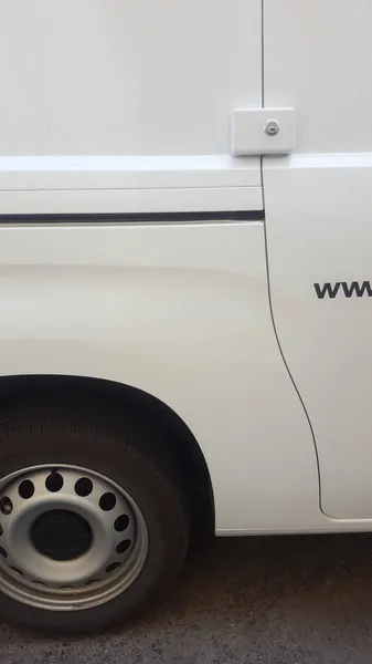 Sicherheitssystem Für Geschlossene Lieferwagen Detail Der Schiebetür — Stockfoto