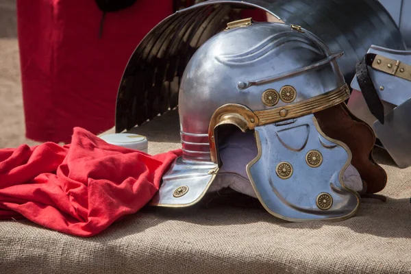 Галея Древний Римский Шлем Копия Римского Военного Снаряжения — стоковое фото