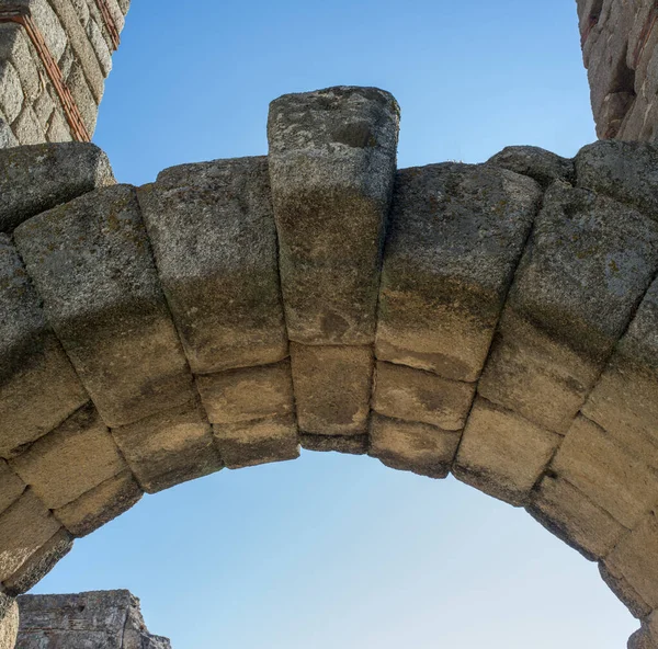 San Lazaro Aqueduct Roman Remains Merida Spain Keystone Apex Masonry — Stock Photo, Image