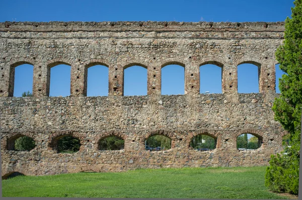 Средневековые Останки Акведука Сан Лазаро Мерида Испания Инфраструктура Приносящая Воду — стоковое фото